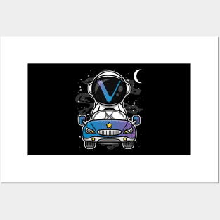 Astronaut Car Vechain Crypto VET Coin To The Moon Token Cryptocurrency Wallet Birthday Gift For Men Women Kids Posters and Art